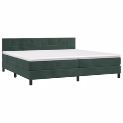 vidaXL Letto a Molle con Materasso e LED Verde Scuro 200x200cm Velluto - Vista aggiuntiva 3
