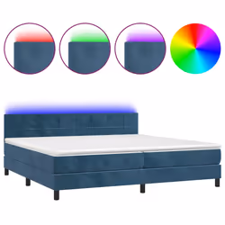 vidaXL Letto a Molle con Materasso e LED Blu Scuro 200x200 cm - Vista aggiuntiva 2