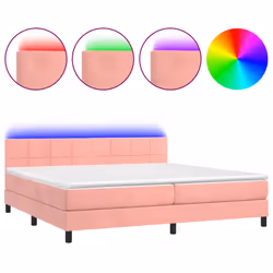 vidaXL Letto a Molle con Materasso e LED Rosa 200x200 cm in Velluto - Vista aggiuntiva 2