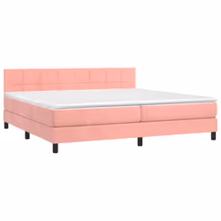 vidaXL Letto a Molle con Materasso e LED Rosa 200x200 cm in Velluto - Vista aggiuntiva 3