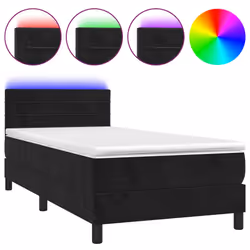 vidaXL Letto a Molle con Materasso e LED Nero 80x200 cm in Velluto - Vista aggiuntiva 2