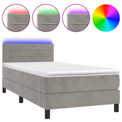 Letto a Molle Materasso e LED Grigio Chiaro 90x190 cm Vellutocod mxl 98909 - Vista aggiuntiva 2