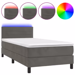 Letto a Molle con Materasso e LED Grigio Scuro 90x190cm Vellutocod mxl 74911 - Vista aggiuntiva 2