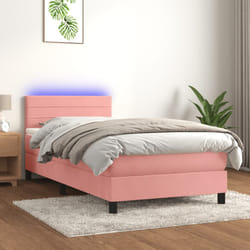 vidaXL Letto a Molle con Materasso e LED Rosa 90x200 cm in Velluto