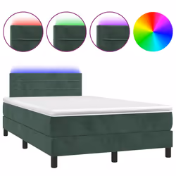 Letto a Molle con Materasso e LED Verde Scuro 120x200cm Vellutocod mxl 98919 - Vista aggiuntiva 2