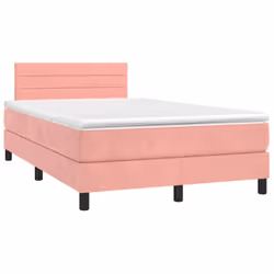 Letto a Molle con Materasso e LED Rosa 120x200 cm in Vellutocod mxl 122851 - Vista aggiuntiva 3