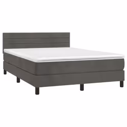 vidaXL Letto a Molle con Materasso e LED Grigio Scuro 140x190 cm - Vista aggiuntiva 3
