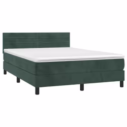 Letto a Molle con Materasso e LED Verde Scuro 140x190cm Vellutocod mxl 74914 - Vista aggiuntiva 2