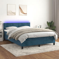 Letto a Molle con Materasso e LED Blu Scuro 140x190 cmcod mxl 98917
