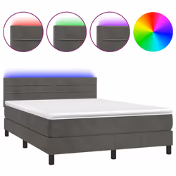Letto a Molle con Materasso e LED Grigio Scuro 140x200 cmcod mxl 122844 - Vista aggiuntiva 2