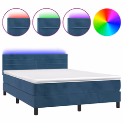 Letto a Molle con Materasso e LED Blu Scuro 140x200 cmcod mxl 74920 - Vista aggiuntiva 2