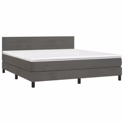 vidaXL Letto a Molle con Materasso e LED Grigio Scuro 160x200 cm - Vista aggiuntiva 3