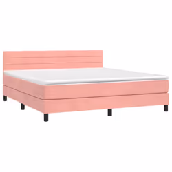vidaXL Letto a Molle con Materasso e LED Rosa 160x200 cm in Velluto - Vista aggiuntiva 3