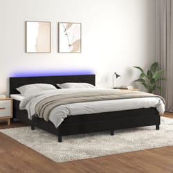 Letto a Molle con Materasso e LED Nero 180x200 cm in Vellutocod mxl 122847
