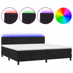vidaXL Letto a Molle con Materasso e LED Nero 200x200 cm in Velluto - Vista aggiuntiva 2