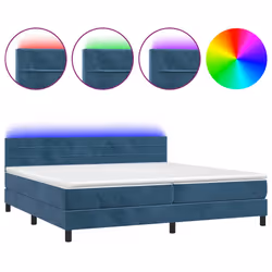 vidaXL Letto a Molle con Materasso e LED Blu Scuro 200x200 cm - Vista aggiuntiva 2