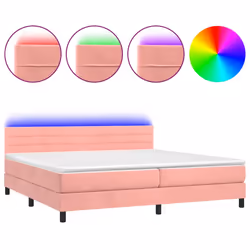 vidaXL Letto a Molle con Materasso e LED Rosa 200x200 cm in Velluto - Vista aggiuntiva 2