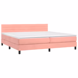vidaXL Letto a Molle con Materasso e LED Rosa 200x200 cm in Velluto - Vista aggiuntiva 3
