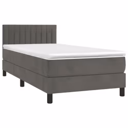 vidaXL Letto a Molle con Materasso e LED Grigio Scuro 80x200cm Velluto - Vista aggiuntiva 3