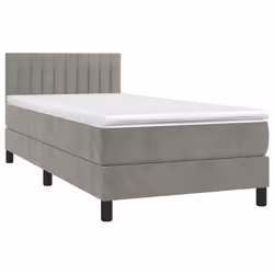 Letto a Molle Materasso e LED Grigio Chiaro 90x190 cm Vellutocod mxl 74917 - Vista aggiuntiva 3