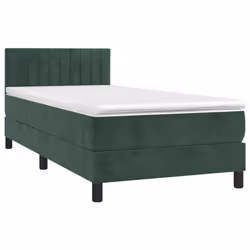 Letto a Molle con Materasso e LED Verde Scuro 90x190 cm Vellutocod mxl 122853 - Vista aggiuntiva 3