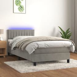 Letto a Molle Materasso e LED Grigio Chiaro 100x200 cm Vellutocod mxl 98922