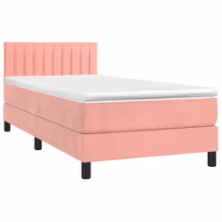 Letto a Molle con Materasso e LED Rosa 100x200 cm in Vellutocod mxl 74924 - Vista aggiuntiva 3