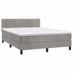 Letto a Molle Materasso e LED Grigio Chiaro 140x190 cm Vellutocod mxl 74923