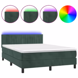 Letto a Molle con Materasso e LED Verde Scuro 140x200cm Vellutocod mxl 123126 - Vista aggiuntiva 2