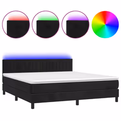 Letto a Molle con Materasso e LED Nero 160x200 cm in Vellutocod mxl 74925 - Vista aggiuntiva 2