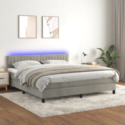 Letto a Molle Materasso e LED Grigio Chiaro 180x200 cm Vellutocod mxl 122849