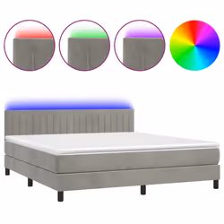 Letto a Molle Materasso e LED Grigio Chiaro 180x200 cm Vellutocod mxl 122849 - Vista aggiuntiva 2