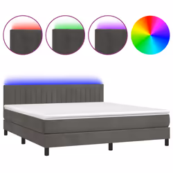 Letto a Molle con Materasso e LED Grigio Scuro 180x200 cmcod mxl 74933 - Vista aggiuntiva 2