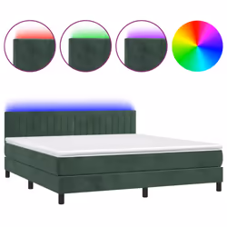 Letto a Molle con Materasso e LED Verde Scuro 180x200cm Vellutocod mxl 122869 - Vista aggiuntiva 2