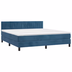 vidaXL Letto a Molle con Materasso e LED Blu Scuro 180x200 cm - Vista aggiuntiva 3