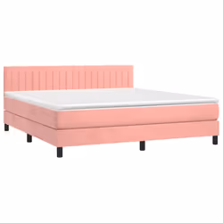 Letto a Molle con Materasso e LED Rosa 180x200 cm in Vellutocod mxl 122852 - Vista aggiuntiva 3