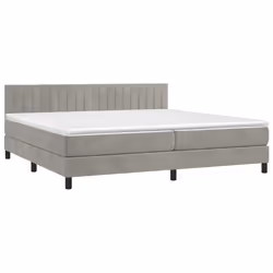 vidaXL Letto a Molle Materasso e LED Grigio Chiaro 200x200 cm Velluto - Vista aggiuntiva 3