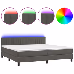 vidaXL Letto a Molle con Materasso e LED Grigio Scuro 200x200 cm - Vista aggiuntiva 2