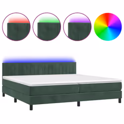 vidaXL Letto a Molle con Materasso e LED Verde Scuro 200x200cm Velluto - Vista aggiuntiva 2