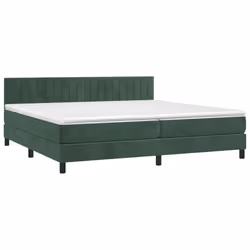vidaXL Letto a Molle con Materasso e LED Verde Scuro 200x200cm Velluto - Vista aggiuntiva 3