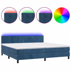 vidaXL Letto a Molle con Materasso e LED Blu Scuro 200x200 cm - Vista aggiuntiva 2