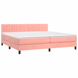 vidaXL Letto a Molle con Materasso e LED Rosa 200x200 cm in Velluto - Vista aggiuntiva 3