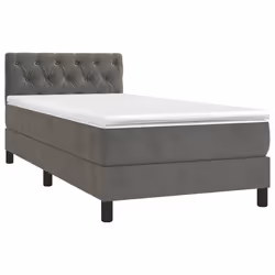 vidaXL Letto a Molle con Materasso e LED Grigio Scuro 80x200cm Velluto - Vista aggiuntiva 3