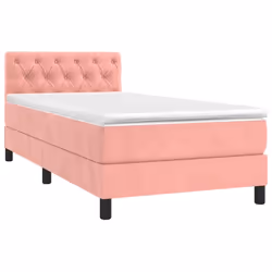 vidaXL Letto a Molle con Materasso e LED Rosa 80x200 cm in Velluto - Vista aggiuntiva 3