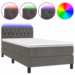 Letto a Molle con Materasso e LED Grigio Scuro 90x190cm Vellutocod mxl 122873 - Vista aggiuntiva 2