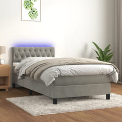 Letto a Molle Materasso e LED Grigio Chiaro 90x200 cm Vellutocod mxl 122857