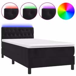 Letto a Molle con Materasso e LED Nero 90x200 cm in Vellutocod mxl 122855 - Vista aggiuntiva 2