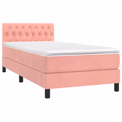 Letto a Molle con Materasso e LED Rosa 90x200 cm in Vellutocod mxl 98925 - Vista aggiuntiva 3