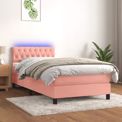 Letto a Molle con Materasso e LED Rosa 100x200 cm in Vellutocod mxl 98933