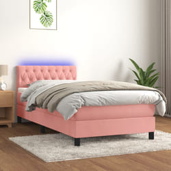 Letto a Molle con Materasso e LED Rosa 100x200 cm in Vellutocod mxl 98933